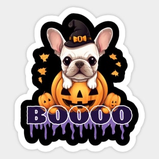 JACK O LANTERN PUMPKIN Ghost Halloween and French Bulldog Sticker